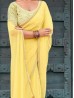 Yellow Color Georgette Designer Party Wear Saree